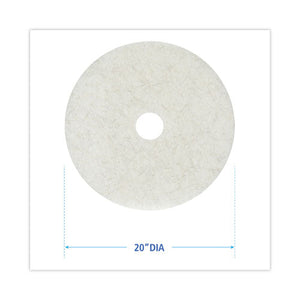 Natural Burnishing Floor Pads, 20" Diameter, White, 5/carton
