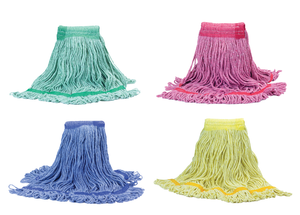 Looped-End Mops, Available in 4 Different Colors, 5" Band, 12 Per Case