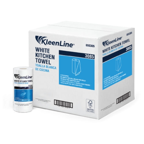 KleenLine 3085 2-Ply White Kitchen Roll Towel FSC, 30 Rolls, 85 Sheets Per Roll