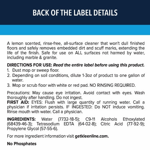 KleenLine™ Pro Lemon Neutral Cleaner - 1 Gallon, 4 per case