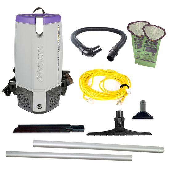 Proteam Supercoach Pro 10QT, Backpack Vacuum, 12lbs, Electric, With Tools, HEPA, 3 Year Warranty
