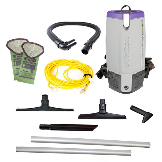 Proteam Supercoach Pro 10QT, Backpack Vacuum, 12lbs, Electric, With Tools, HEPA, 3 Year Warranty