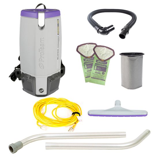 Proteam Supercoach Pro 10QT, Backpack Vacuum, 12lbs, Electric, With Tools, HEPA, 3 Year Warranty