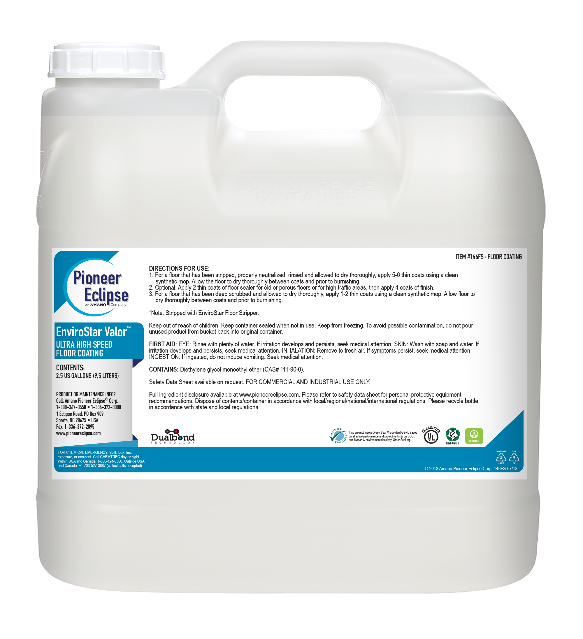 146FS | Pioneer Eclipse EnviroStar Valor™ | High Performance Floor Coating | 2 X 2.5 Gallons