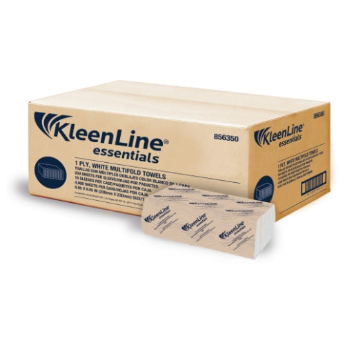KleenLine Essentials White Multifold Towel FSC, 16 Sleeves Per Case, 250 Towels