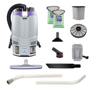 Proteam GoFit 6, Backpack Vacuum, 6 QT, 4A, 51 mins Low 39 mins High, 13.5lbs, Battery, With Tools, HEPA, 2 Year Warranty