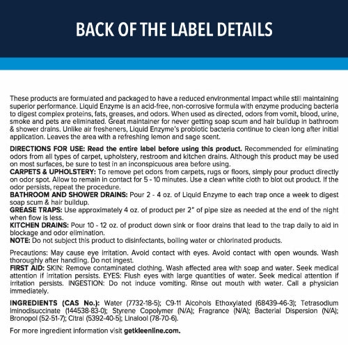 KleenLine™ Pro Liquid Enzyme Cleaner - 32 oz., 12 per case