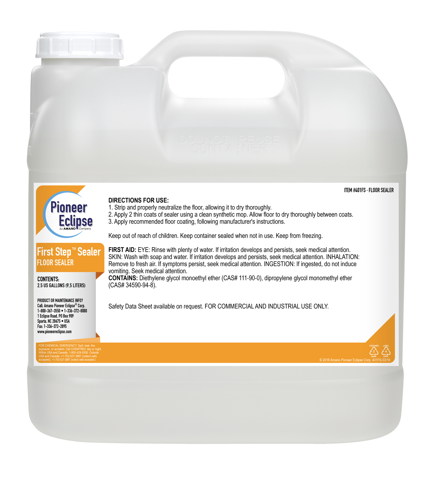 401FS | Pioneer Eclipse Floor Sealer | First Step™ | 2 X 2.5 Gallon