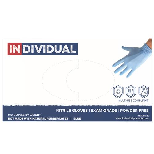 INDBLN4XL, INDIVIDUAL Blue Nitrile Examination Gloves, 4 MIL, XL, 10/100, 1000 Count