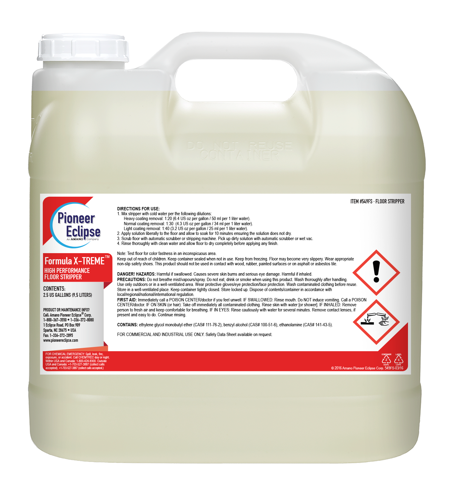 549FS | Pioneer Eclipse Formula X-TREME™ | Floor Stripper | 2 X 2.5 Gallons | Butyl