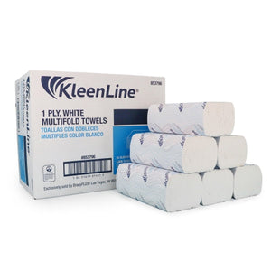 KleenLine White Multifold Towels, 1-Ply, Ecologo 16/250, 4,000 Towels Per Case