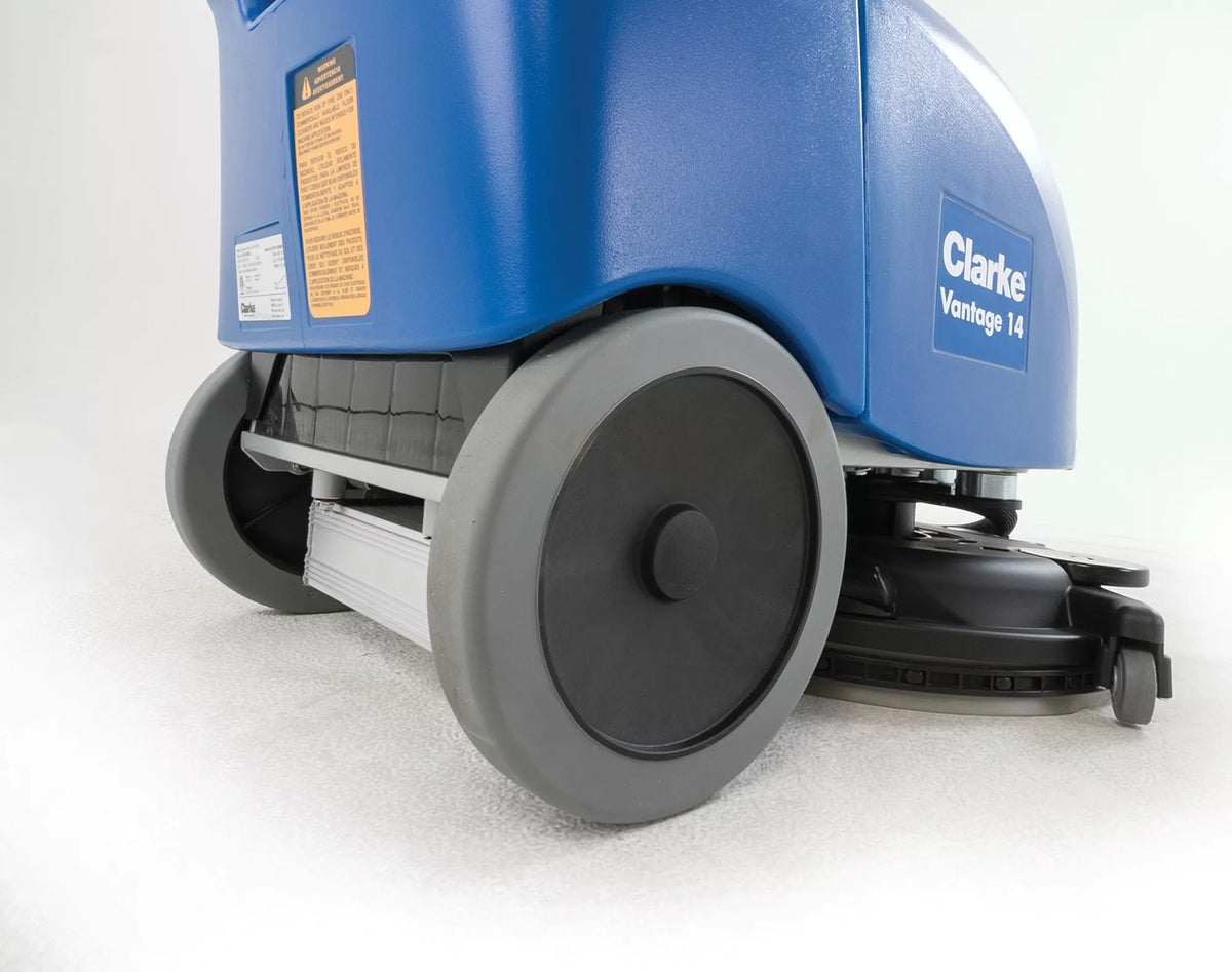 Clarke Vantage 14, Walk Behind Floor Scrubber, 14", 2.5 Gallon, Battery, Pad Assist, Forward and Reverse, Disk, 3 Year Warranty, 9087345020