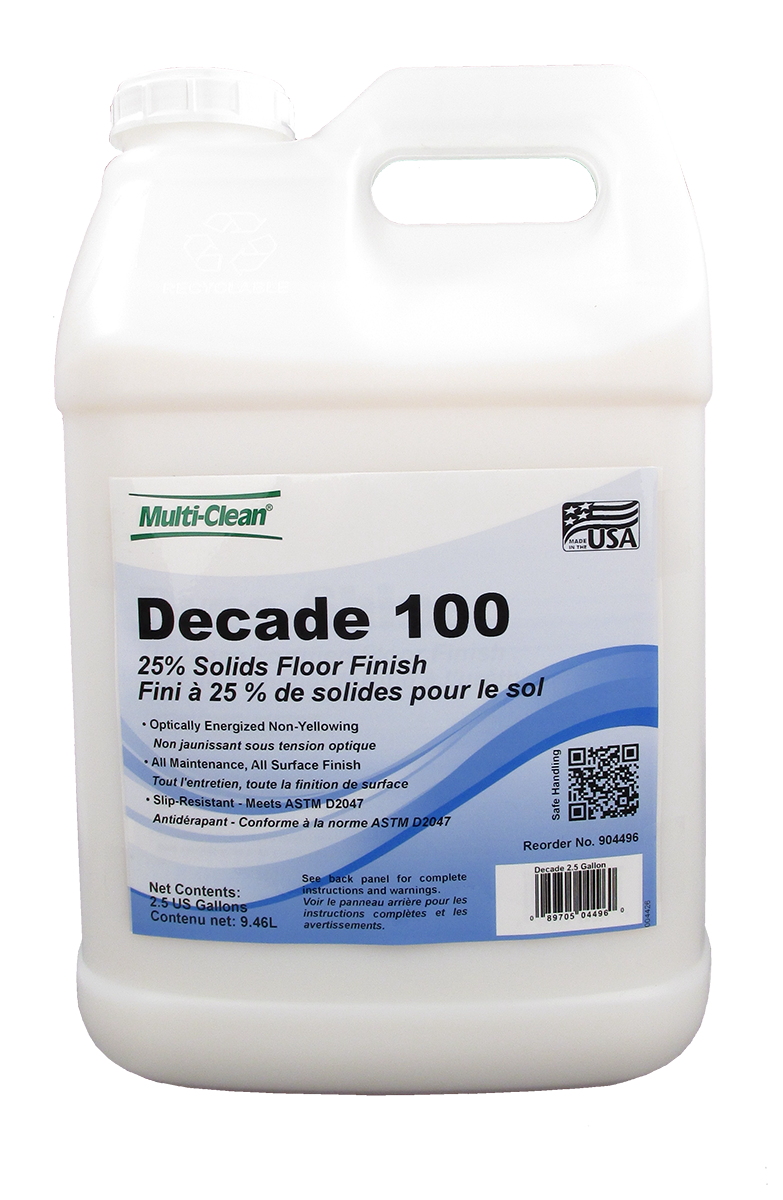 904495, Multi-Clean Decade 100, High Solids Floor Finish, 25% Solids, 24 X 2.5 Gallons