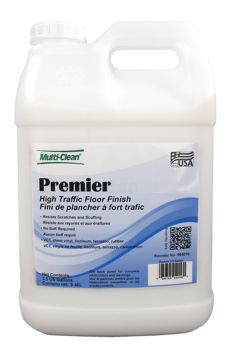 904015, Multi-Clean Premier, Low Maintenance Floor Finish, 20% Solids, 12 X 2.5 Gallons