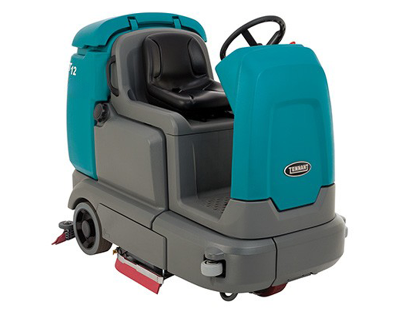 Refurbished Tennant T12, Rider Floor Sweeper-Scrubber, 32", 35 Gallon, Battery, Cylindrical, 9/1/1 Warranty