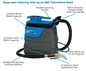 Sandia, Carpet Spotter, 3 Gallon, 55 PSI, Hot Water, 15' Hose Stainless Steel Upholstery Tool, 2 Year Pump and Motor Warranty, 50-4000