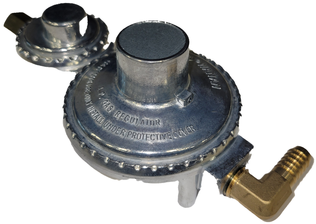 Onyx W11310 | Pressure Regulator, LPG Propane, Dual Stage, 12 & 0.4 PSI, 1/4 NPT Inlet, w/ 3/8 barb Elbow