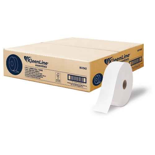 KleenLine Essentials 2-Ply Jumbo Roll Tissue FSC, 12 Rolls Per Case, 700ft Per Roll