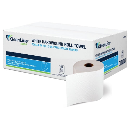 KleenLine Select White Hardwound Roll Towel, 1-Ply Ecologo 6/1000, 6 Rolls Per Case