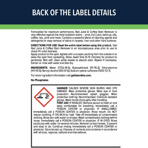 KleenLine™ Pro Red Juice & Coffee Stain Remover – 16oz (Case of 12)