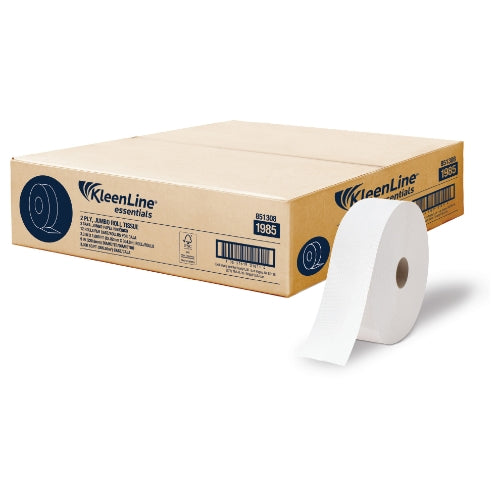 KleenLine Essentials 1985 2-ply Jumbo Roll Tissue FSC, 12 Rolls Per Case, 1,000ft Per Roll