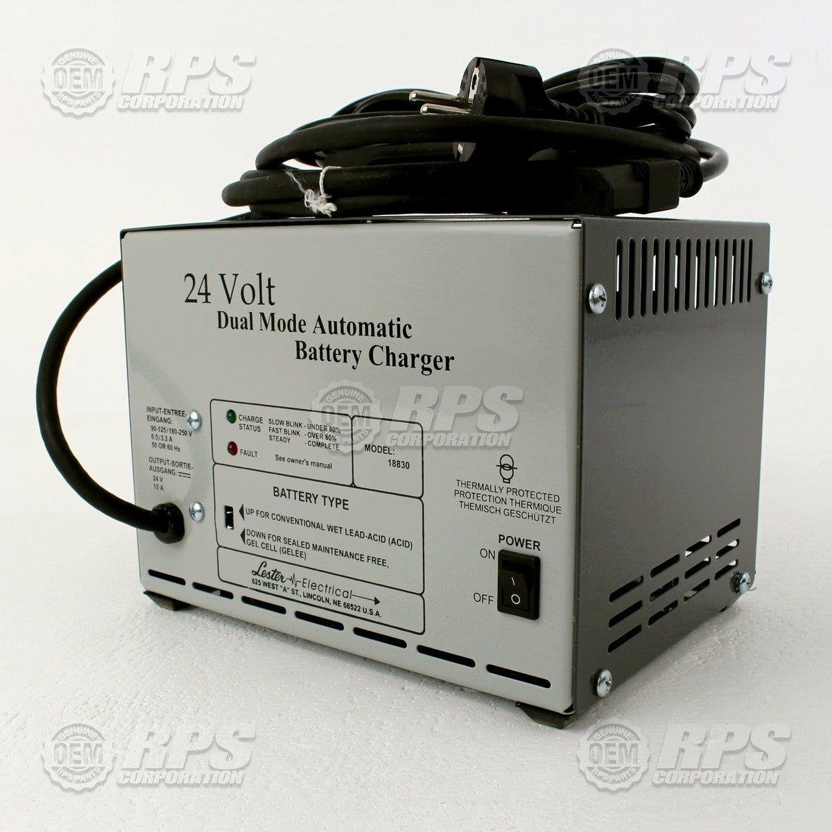 FactoryCat/Tomcat 170-2443, Charger,Console,24V,12A R50,110/230V 50/60H Wet