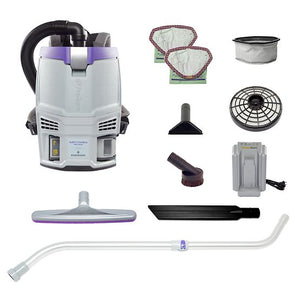 Proteam GoFit 3 | Backpack Vacuum | 3 QT | 4Ah | 51 mins Low 39 mins High | 12.8lbs | Battery | With Tools | HEPA | 2 Year Warranty