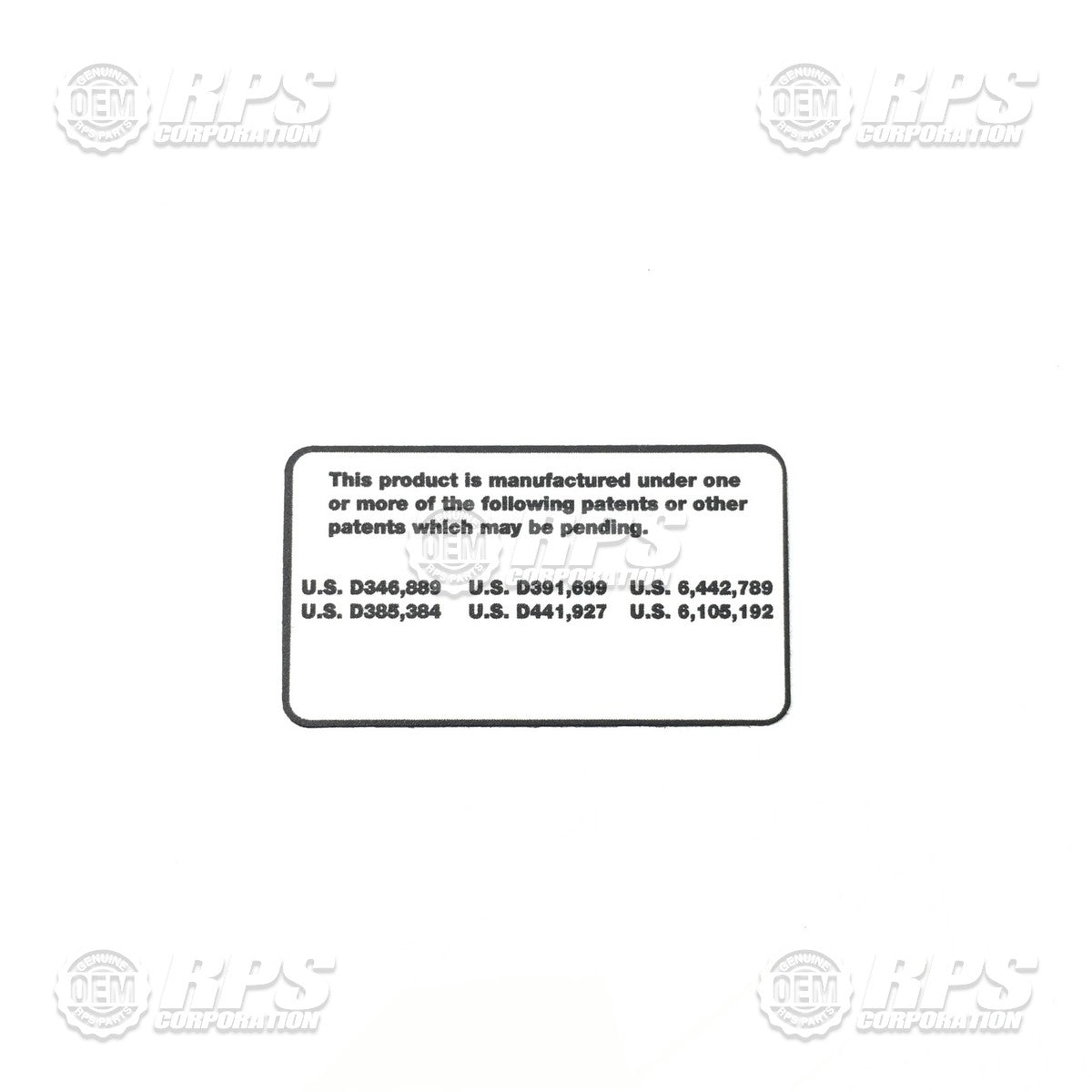 FactoryCat/Tomcat 370-7206, Decal, Plate,Patent