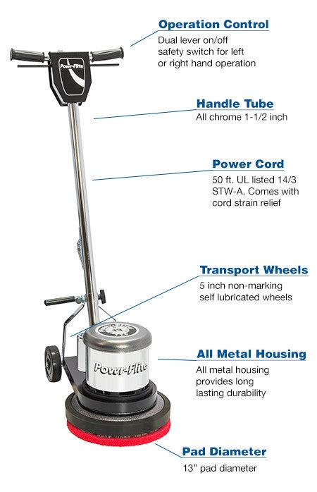 Powr-Flite Classic Metal Floor Machine 13" 1 HP | C131-7