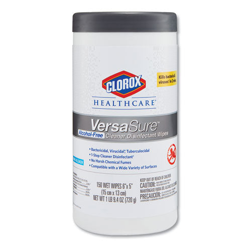 Versasure Cleaner Disinfectant Wipes, 1-ply, 6.75 X 8, Fragranced, White, 150 Towels/canister