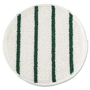 Low Profile Scrub-strip Carpet Bonnet, 19" Diameter, White/green, 5/carton