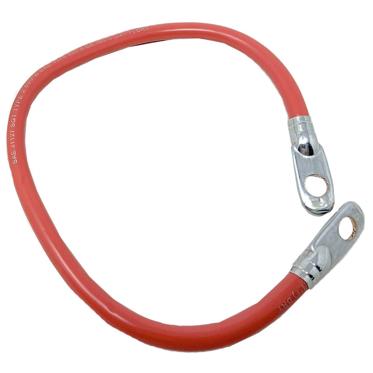 Red 18" Long, 4 Gauge Battery Cable With Eyelet Connectors