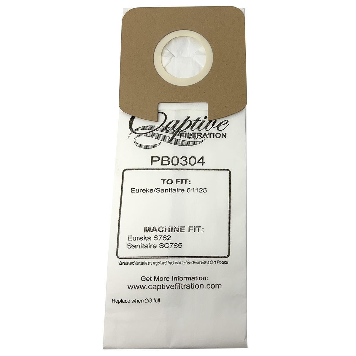 Captive Filtration Vacuum Bags Fits Eureka S782, Sanitaire Sc785 Type Sl (3 Pack)