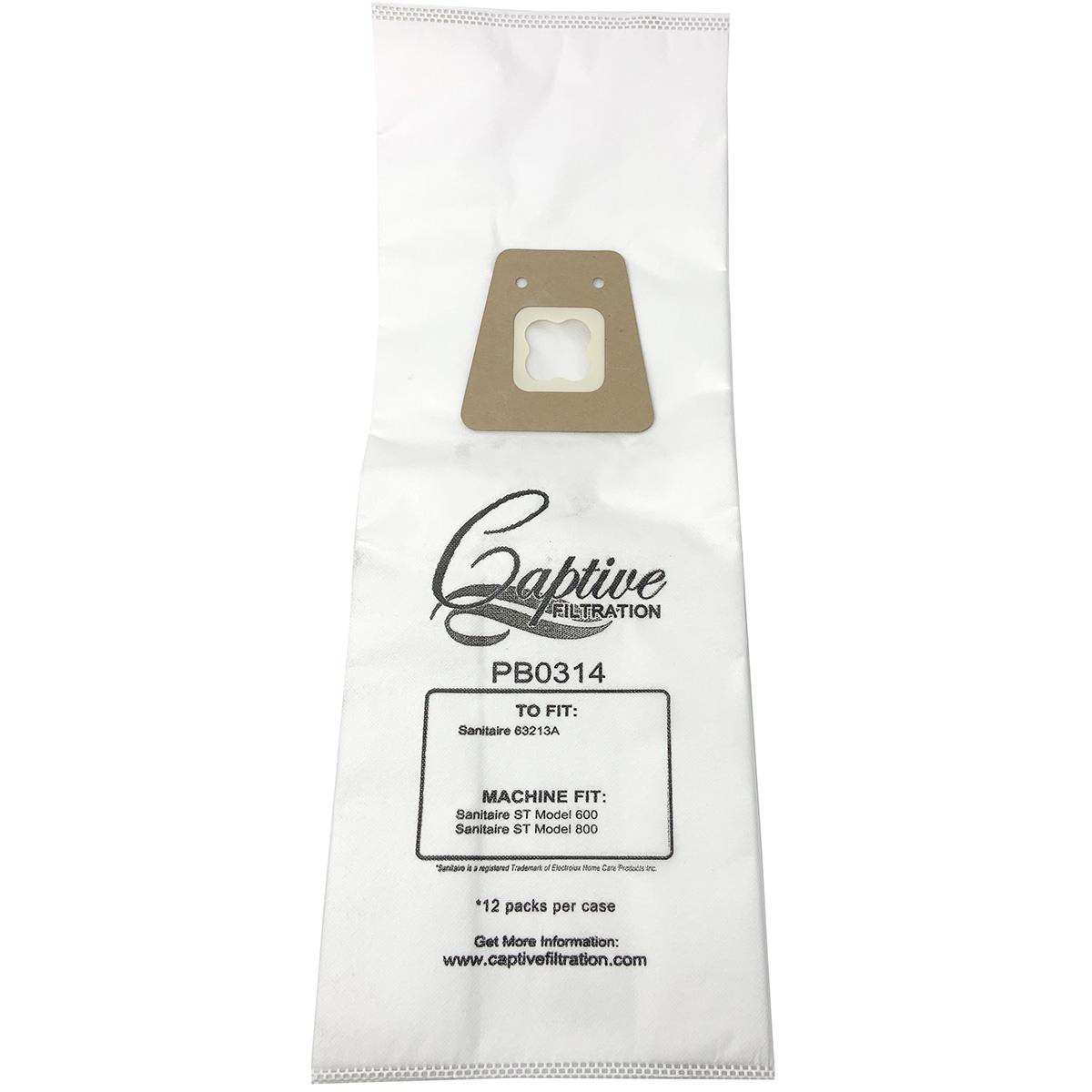 Captive Filtration Vacuum Bags Fits Sanitaire 63213A, St Model 600, St Model 800 (3 Pack)