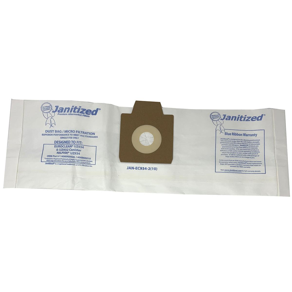 Replacement Vacuum Bags Fits Euroclean Uz934, Uz932 (10 Pack)