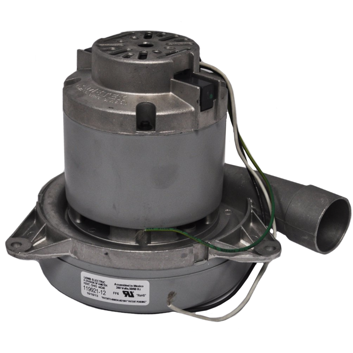 Ametek 119921-12 Vacuum Motor Tangential Discharge, 240 Volt, 2 Stage, 7.2In