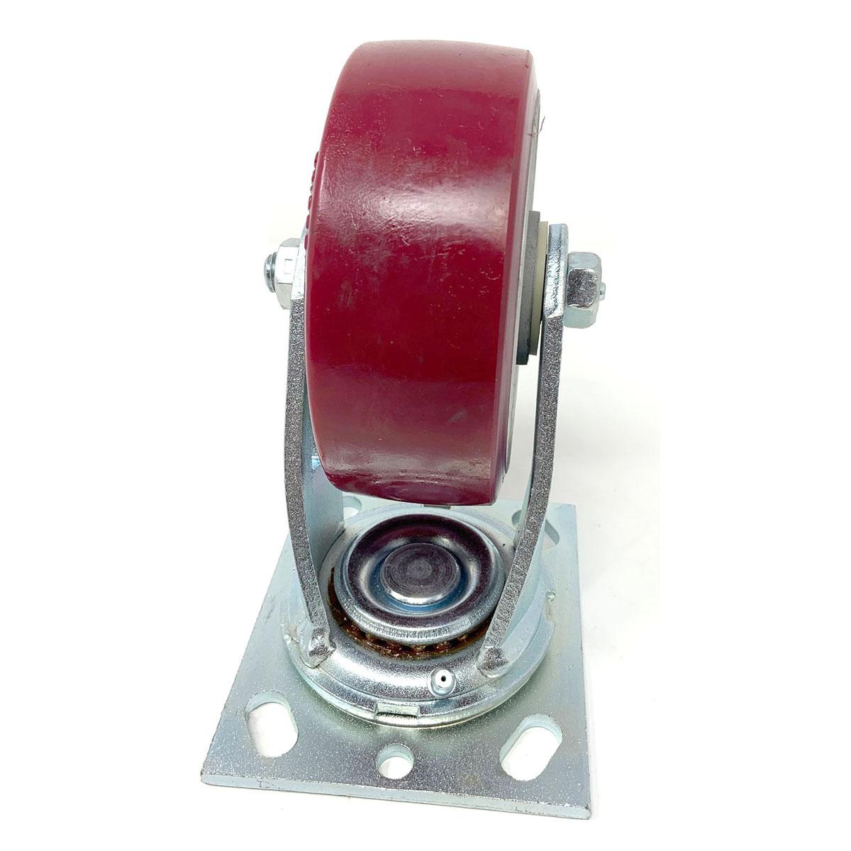 Wheel Swivel Caster Assembly 5In X 2In Maroon Poly On Alum