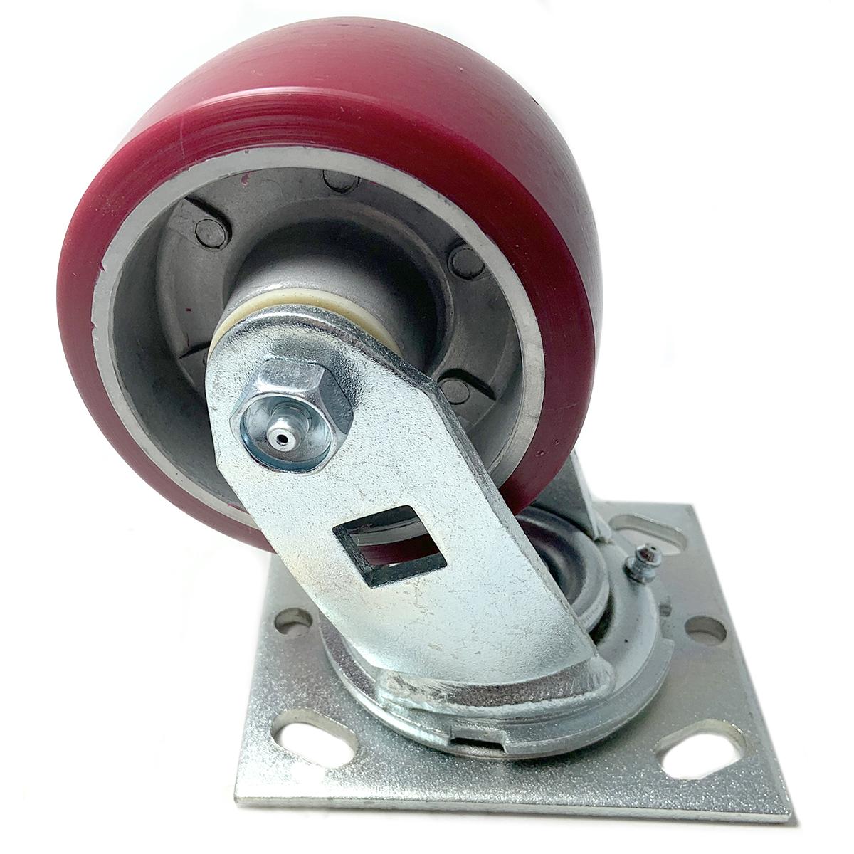 Wheel Swivel Caster Assembly 4In X 2In Maroon Poly On Alum (5.5In Total Height)