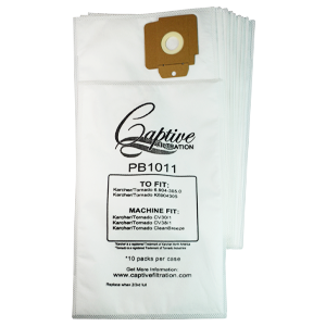 Captive Filtration Vacuum Bags Fits Tornado Clean Breeze, Cv30, Cv38 (10 Pack)